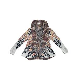 Woven Heart Boho Sweater Multicolor Womens medium